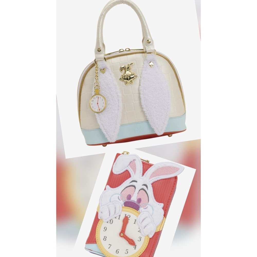 NEW Loungefly Disney Alice in Wonderland White Rabbit Handbag And WALLET SET‎
